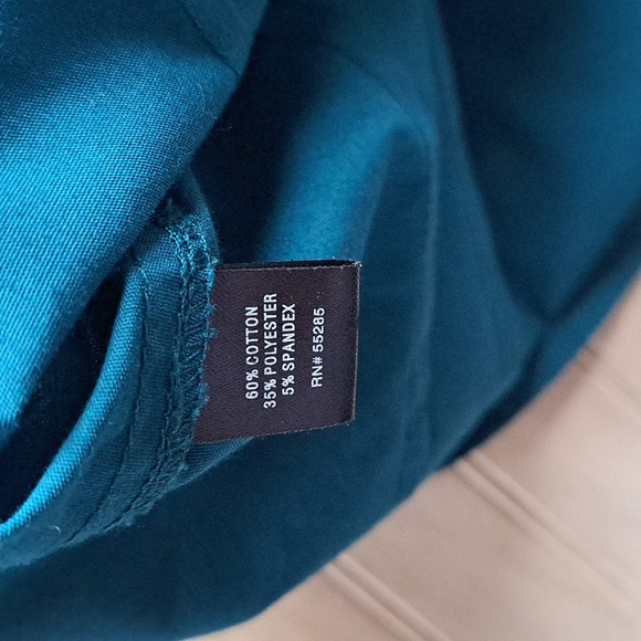 Express Design Studio Teal Ruffle Button Front Blouse Feminine Dressy Shirt - Picture 7 of 10